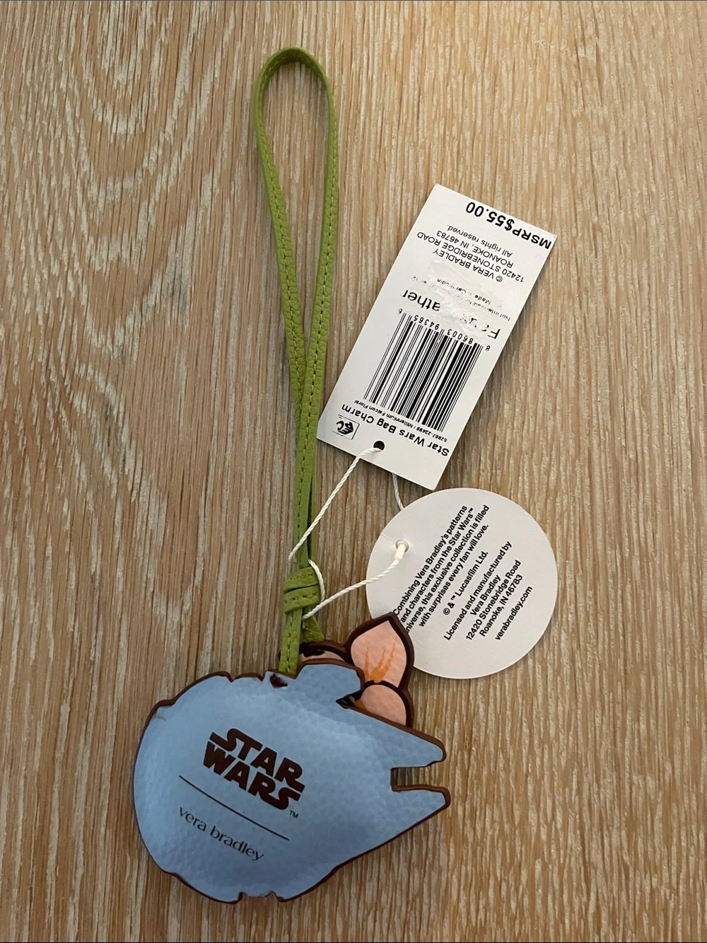 Vera Bradley Disney Star Wars Bag Charm Millennium Falcon Floral, NWT